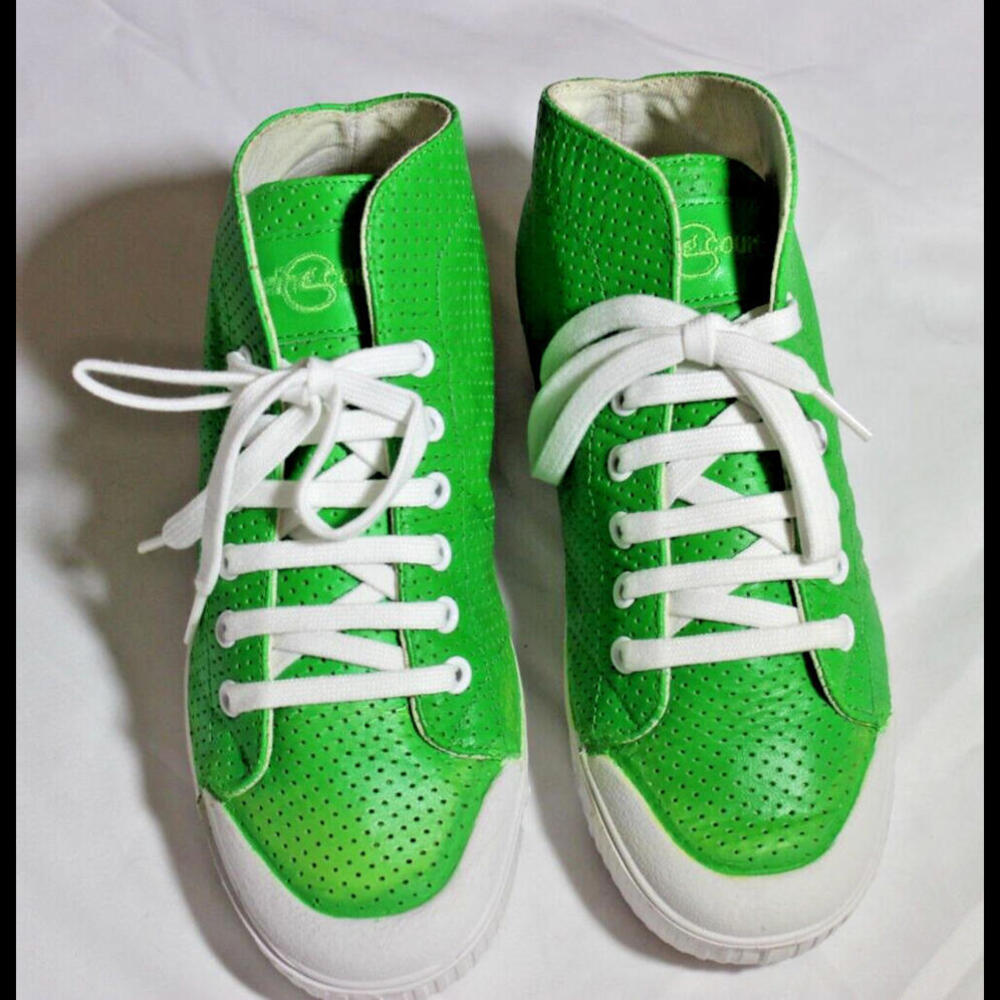 WOMENS SPRING COURT DEPUIS B2 PUNCH FLUO W CAOUTCHOUC VERT FOX BLANC SNEAKER